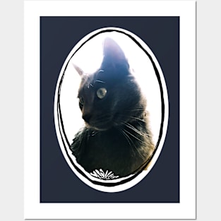 Kitty Cat Head Oval Frame Posters and Art